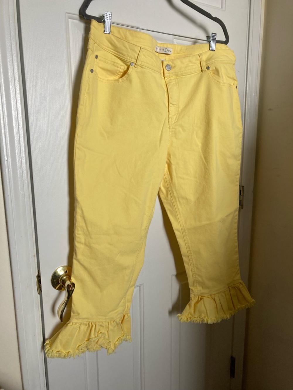 Yellow Ruffle-Hem Women's Jeans